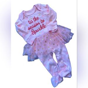 🆕 Infant Girls Christmas Tis the Season to Sparkle Tutu Outfit